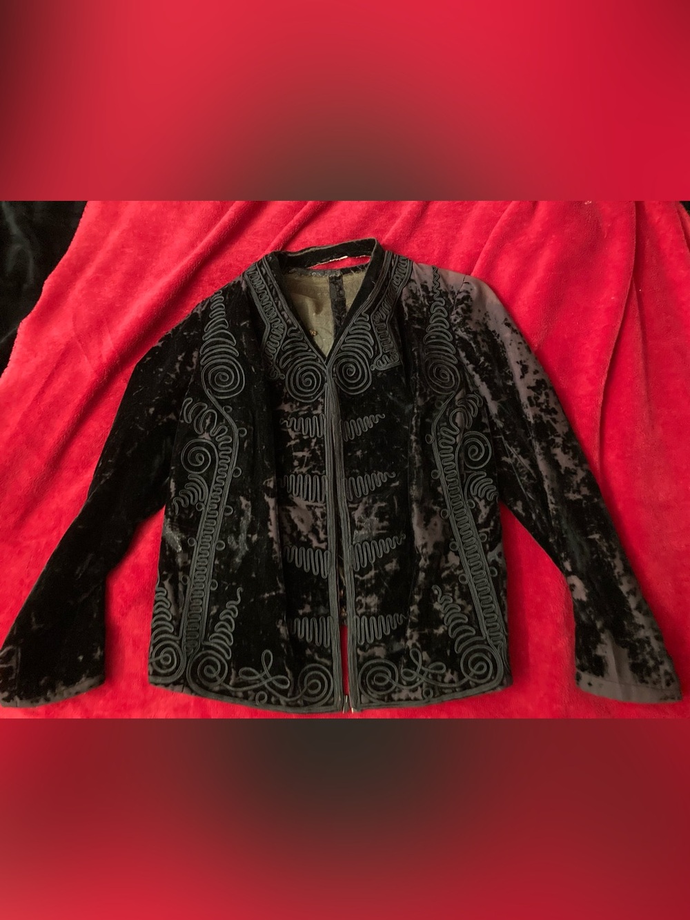 Black velvet embroidered jacket